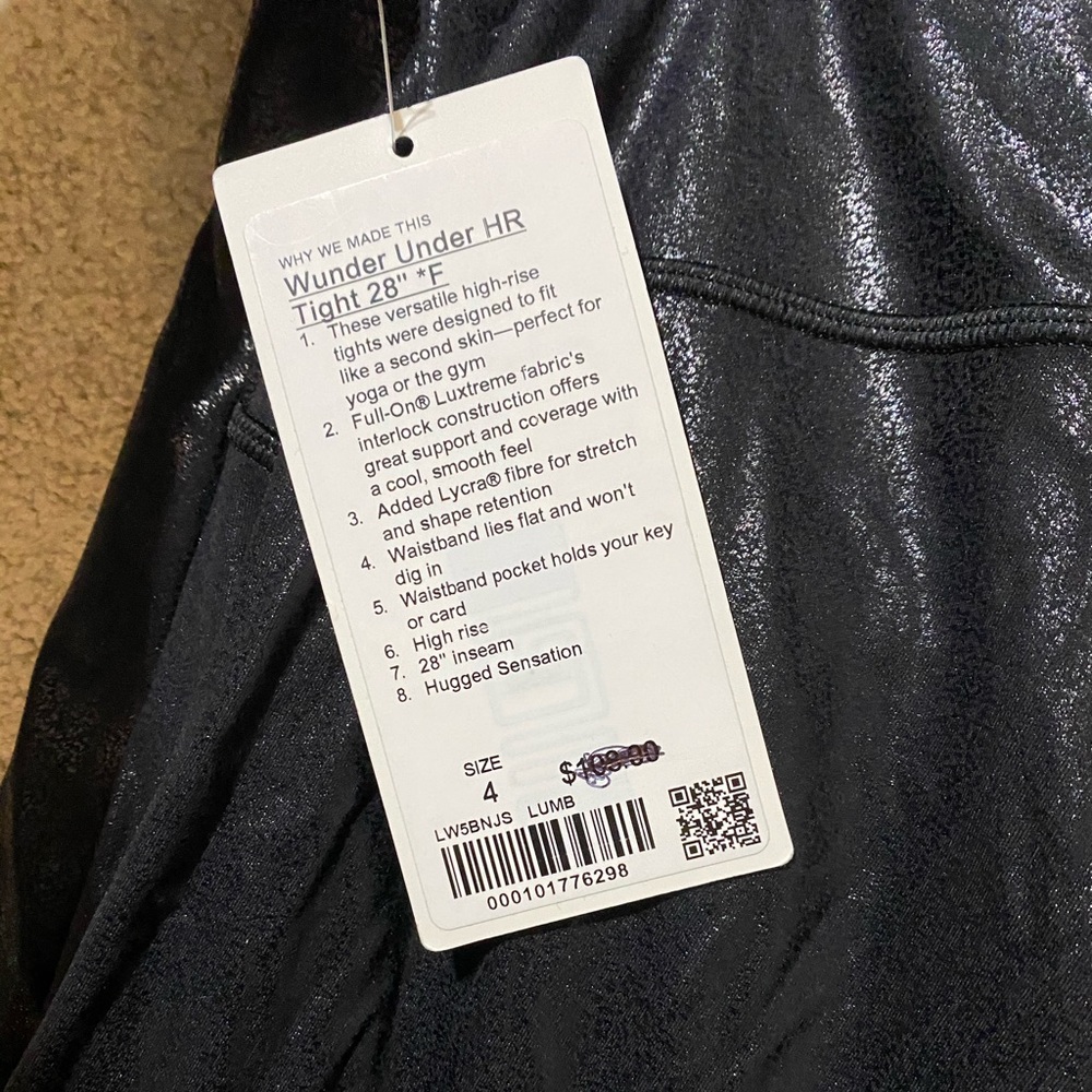 Shiny black wunder under 28” lulu lemon leggings